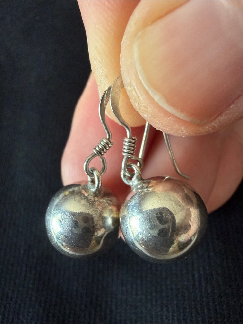 Vintage 925 sterling silver Southwestern drop dangle ball earrings